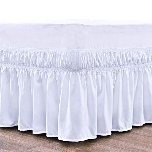 Queen/King Wrap Around Bed Skirts, 16 Inch Drop Ruffled Bed Skirt with