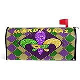 Oarencol Mardi Gras Zigzag Fleur De Lis Mailbox Covers Magnetic Garden Yard Home Decor Standard Size 21