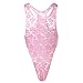 IWEMEK Men's One-piece High Cut Sissy Pouch G String Underwear Wrestling Singlet Lingerie See Through Leotard Bodysuit Thongs Nightwear Pink Floral