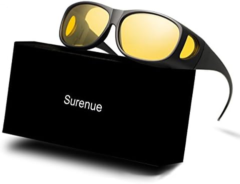 Surenue HD Polarized Anti Glare Night Driving Wrap Around Glasses For Women Men