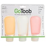 HumanGear GoToob Squeezable Travel Tube - Orange, Clear, Red - 3Pack - 3 oz.