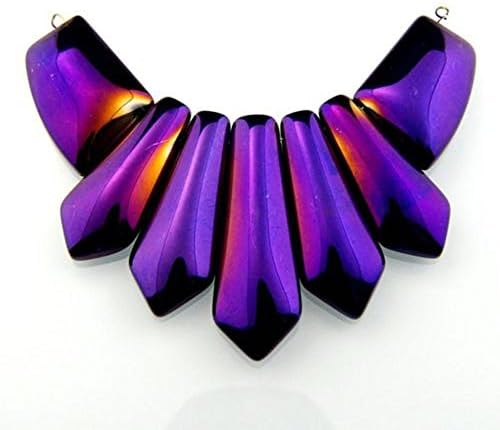 JCGJ 7Pcs Titanium crystal Agate Druzy Quartz Geode stone Pendant Bead Set For Jewelry Making 44x15x6mm,26x20x6mm (Purple)