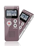 Digital Voice Recorder, Portable Recorder, Multifunctional Rechargeable Dictaphone, FlatLED Audio Voice Recorder Dictaphone, MP3 Music Player with Mini USB Port and Color LCD display, 16GB (Red)
