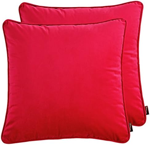 nioBomo Solid Decorative Throw Pillow Cases 2-pack Cushion Covers 18x18 inch No Insert Red