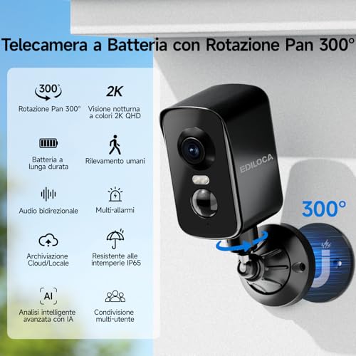 Magnetic WiFi Camera Indoor/Outdoor, Surveillance Camera 2K 3MP Wireless Rechargeable Battery, 300° Rotation, Human PIR Detection, Color Night Vision, Waterproof IP65