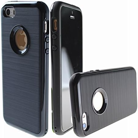 Case Art Plus [Black Mask] Privacy Anti-Spy Tempered Glass Screen Protector Film + [Curved Metalic Bumper] Super Slim Fit Light Case for iPhone 5/ 5S (Black)
