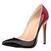 LOSLANDIFEN Women's Pionted Toe Double Color Pumps Slender Leather Stiletto High Heels Wedding Shoes