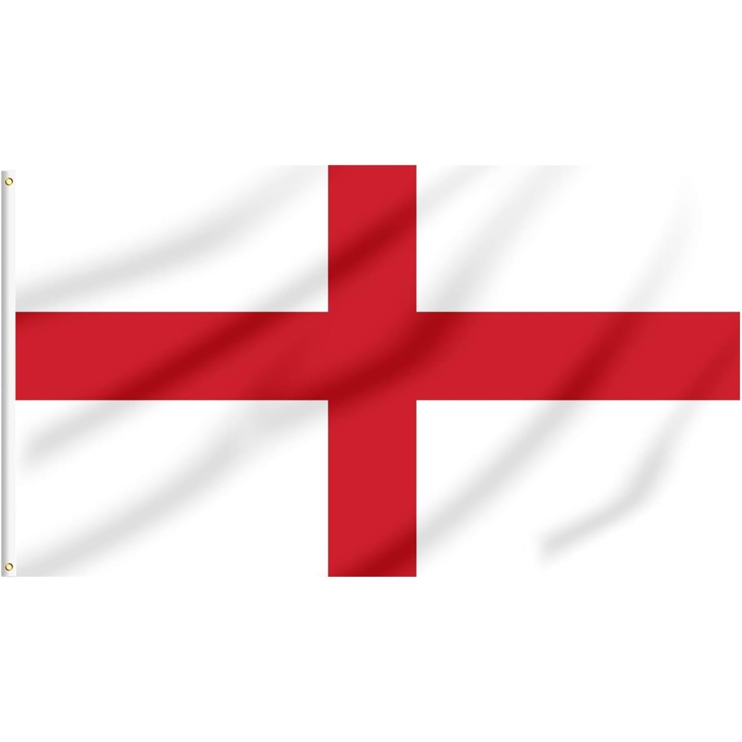 Lixure England Flag St George's Cross 6x10FT(180x300cm) Polyester-Vivid Color and Double Stiched National Flags 100% Polyester Banner witn 2 Brass Grommets