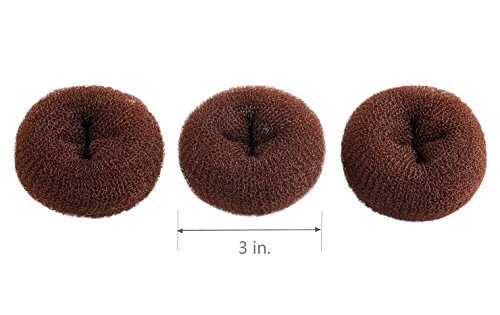 CLOTHOBEAUTY 3 pieces Small Size Kids/Children Hair Bun Donut Maker, Hair Doughnut Shaper, Chignon Hair Donut Buns Maker, Hair Bun maker (3 in.) (Brown)