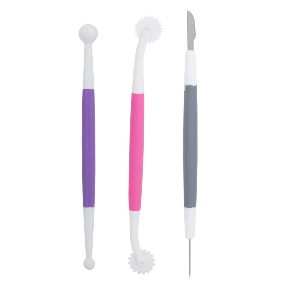 TOPINCN 3Pcs/Set Fondant Cake Decorating Tools, Icing Modelling Tool Fondant and Gum Paste Starter Tools Pastry Baking Bakeware