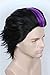Linfairy Short Straight Wig Halloween Cosplay Slicked Back Costume Black Wig with Purple