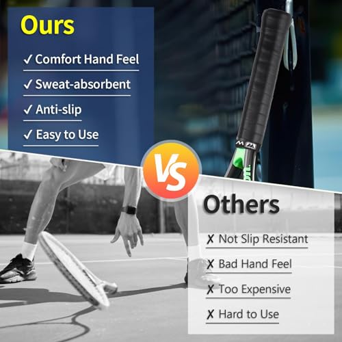 LBOYLOVE® Tennis Racket Grip Tape, 6 Pack Precut Anti Slip Tennis Grip Tape, Super Absorbent Dry Feel Tennis Grips Overgrip for Tennis, Pickleball
