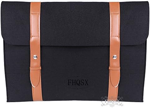 Urban Laptop Case with Handle Leather Felt Laptop Sleeve Black for 13 Inch Macbook Pro/Dell 11.6 Inch/Dell XPS 13.3 Thin