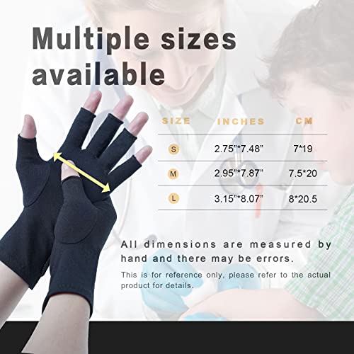 Racvofy Arthritis Gloves, Fingerless Gloves, Relieve Muscle Pain, Comfortable Fit Compression Gloves for Arthritis, Rheumatiod, Tendonitis, Carpal Tunnel Pain, Computer Typing, Dailywork (Black, S)