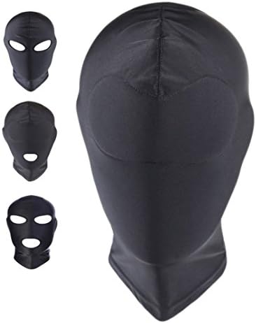 ATHX Black Breathable Full Cover Spandex Zentai Costume Hood Mask