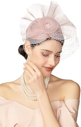 SWEETV Tea Party Hat and Short Lace Gloves Set Fascinators  display picture 1