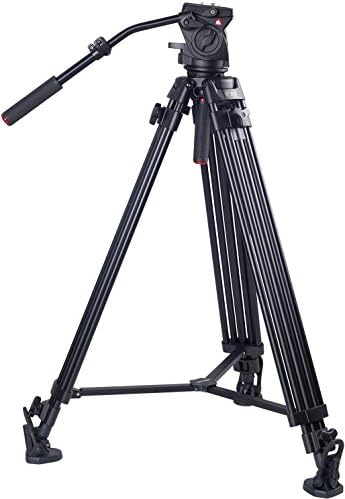 Kingjoy Professional Video Tripod, Heavy Duty Tripod System with 360-Degree Panoramic Fluid Head, Max Height 79 Inches, Load up to 44 LBS for DSLR Camcorder Video Shooting Photography.
