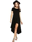 Zeagoo Women's Scoop Neck High Low Split Loose Swing Casual Midi Dress