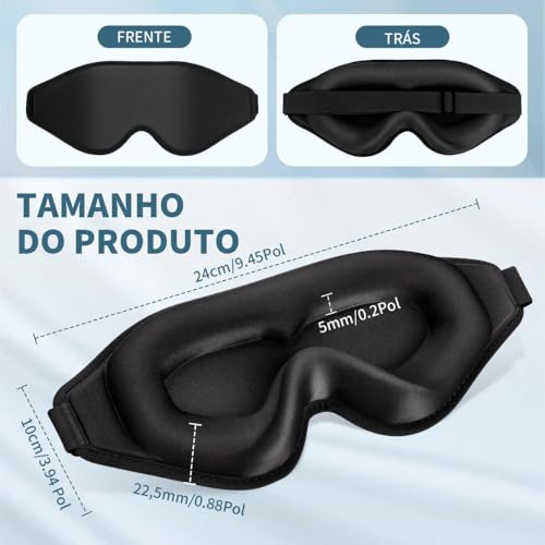 Máscara de Dormir 3D Blackout Total – Tapa Olho Confortável com Bloqueio de Luz – Ideal para Sono Profundo, Viagem e Descanso Premium