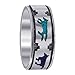 Gem Avenue Men's Sterling Silver Turquoise Gemstone with Simulated Lapis Lazuli Running Wolf Southwestern Style 7mm Band