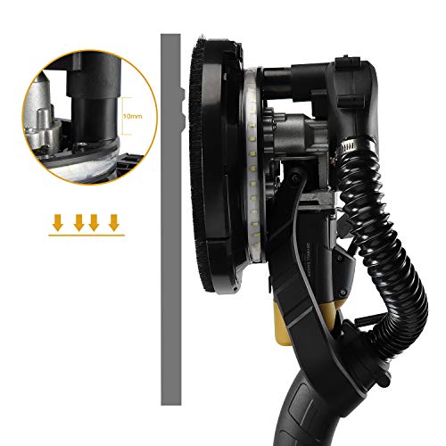 Ginour 360Â° 750W Drywall Sander With Vacuum Attachment, Variable Speed & LED Light, Extendable Handle, Long Dust Hose, Storage Bag, 6 Sanding Discs
