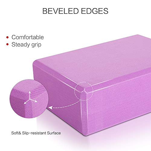 Yogaer Yoga Blocks 2 Pack and Strap Set, Exercise Block with Light Weight Foam Improve Balance and Flexibility for Yoga Pilates Meditation