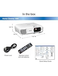 Epson Home Cinema 1060 brillo blanco Full HD 1080p salida de luz 3100 lúmenes Color Brillo (Color) 3100 lúmenes (Luz Blanca) 2 x salida HDMI (1 x MHL) Proyector 3LCD Altavoces Integrados