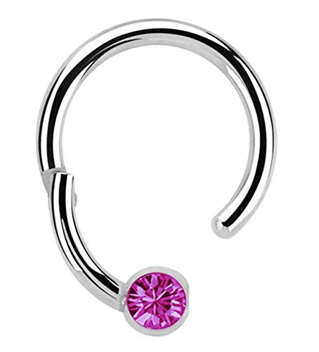Modern Nature Piercingschmuck Piercing 316l Stahl Ring BCR, Clicker 1,2 mm mit 3 mm Steinkugel