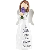 Dicksons Faithful Friend is A Treasure Angel Ivory 1.5 x 4 Resin Stone Tabletop Figurine