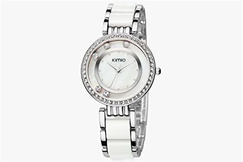 BUYEONLINE Women's Fashion Bracelet High Watchend Crystal Casual Watch White &amp; Silver