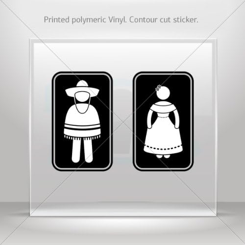 Decals Decal Wc Restrooms Sign Mexico Man Woman Toilet Bathroom Lavato (6 X 3.66 Inches)