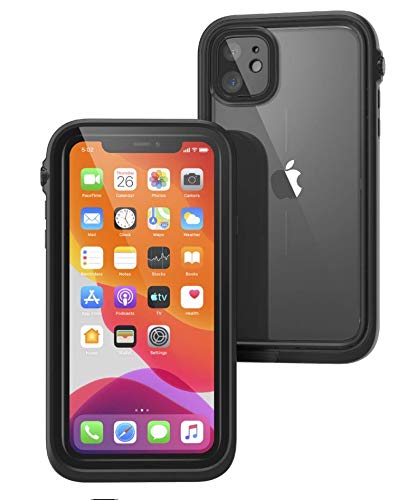 Waterproof Case for iPhone 11 with Lanyard, Clear Back, Military Grade Quality, 33ft Waterproof, 6.6ft Drop Proof, Built-in Screen Protector, Retail Packaging - Stealth Black