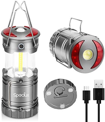 Speclux Rechargeable LED Camping lights Lantern Outdoor Waterproof Flashlight,High Lumen,Collapsible&Portable with Magnetic Base and Hooks for Night Camp Emergency Hiking (3 in 1),2 Pack