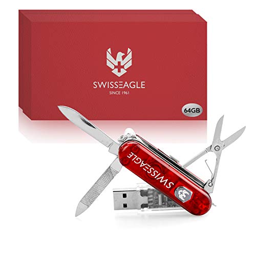 Swiss Eagle Classic MultiTool Army Knife with 64 GB USB Drive Packs