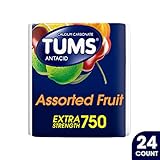 Tums Extra Strength 750, Assorted Fruit,  3 Rolls - 24 Tablets per Pack (Pack of 4)