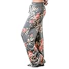 Artfish Women Loose Baggy Yoga Long Pants Floral Printed Trousers (M, Grey)