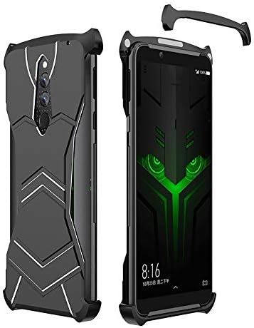 Sevenplusone Combination Case R-JUST Magnet Adsorption Metal Polished Texture Phone Case for Xiaomi Black Shark Helo(Black),Aluminum alloy material - thin and light for xiaomi (Color : Black)
