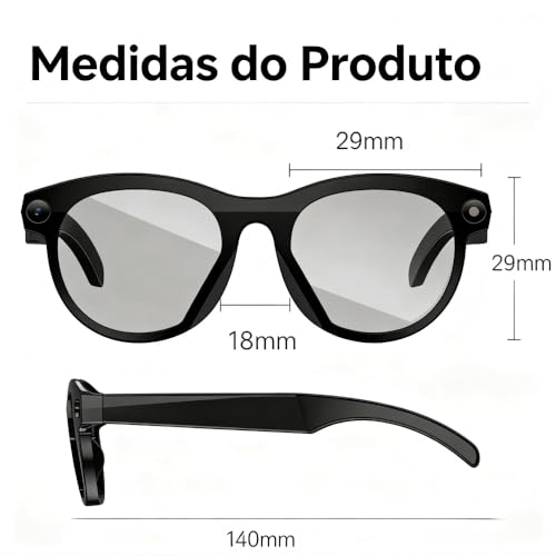 YARUIKE Óculos Inteligentes X01, equipado com câmera de 8MP, tradução em tempo real, Bluetooth 5.3, gravação em 1200P, estabilização de 6 eixos, reprodução de música e função de chamadas (Branco)