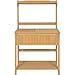 Best Choice Products Outdoor Garden Wooden Recessed Storage Potting Bench Work Station with Removable Lattice Top, 5 Tool Hooks, Tabletop Extension, and Lower Shelf, Natural