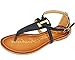 Elegant Footwear Women's Mariza-9 T-Strap Thong Flat Sandals