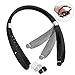 Bluetooth Headphones, Bluetooth Headset Foldable Neckband Wireless Headset with Retractable Earbuds, Bluetooth V4.1, 16 Hours Playtime, Sports Sweatproof Noise Cancelling Earphones with Mic (Black)