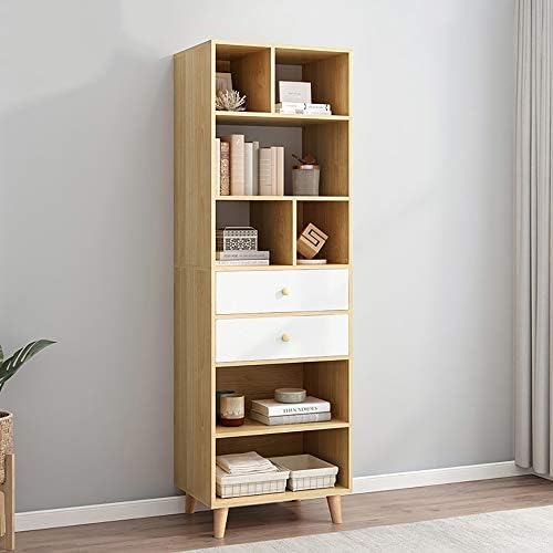 書棚 ブックラック パーテーションラック 本棚 木製の夜は 棚本棚の表示ストレージユニットオフィスリビングルームの家具スタンド リビング収納 Beige コミックラック ディスプレイラック 50x30x175cm Size 舗 Color