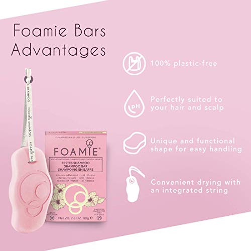 Foamie Shampoo Bar Hibiskiss, Shampoo Bar for Damaged Hair, Plastic