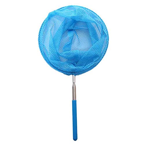34” Kids Extendable Fishing Mesh Net Butterfly Bug Insect Fish Crab Catcher with Telescopic Handle Garden Pond Toy, Ideal for Children Extendable from 37cm to 86cm (Blue)