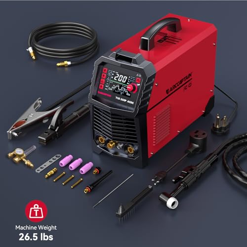 ARCCAPTAIN 7 in 1 TIG Welder AC/DC 200Amp with Pulse, 110V/220V Aluminum Welder Machine with Square/Triangular Wave/Spot TIG/Stick/MMA MultiProcess Welding Machine