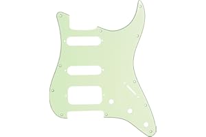 Musiclily Pro 11-Hole Round Corner HSS Guitar Strat Pickguard Humbucker for USA/Mexican Stratocaster Open Pickup, 3Ply Mint Green