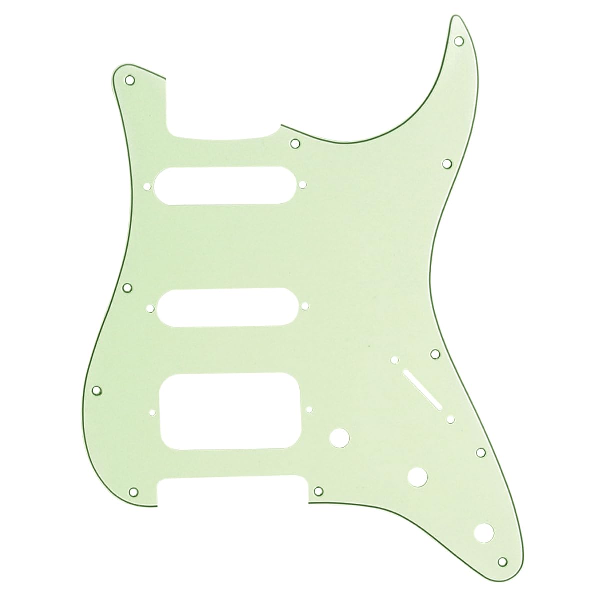 Musiclily Pro 11-Hole Round Corner HSS Guitar Strat Pickguard for USA/Mexican Stratocaster Open Pickup, 3Ply Mint Green โ image 1