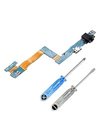 Conector Dock Puerto de carga micro USB para Samsung Galaxy Tab A 9.7 SM-T550 T555 incl flexcable y botón de inicio de micrófono Conector instalado incl. 2 x Destornillador y la púa by MMOBIEL