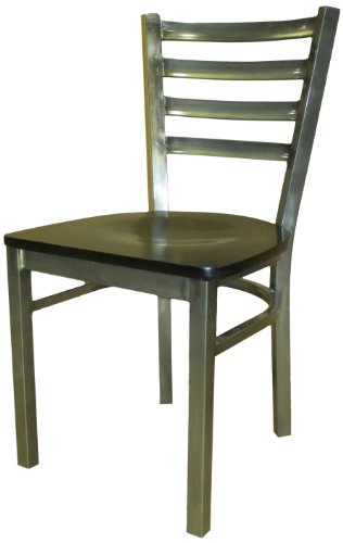 Oak Street Manufacturing SL135C-WB Metal Frame Clear Coat Dining Chair with Black Wood Seat, 18" Width x 32-3/8" Height x 17" Depth
