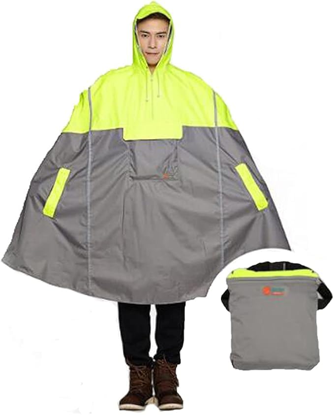 SudaTeko Lightweight Cycling Rain Poncho Bike Hooded Raincoat Rain Cape Breathable with Reflector Strips